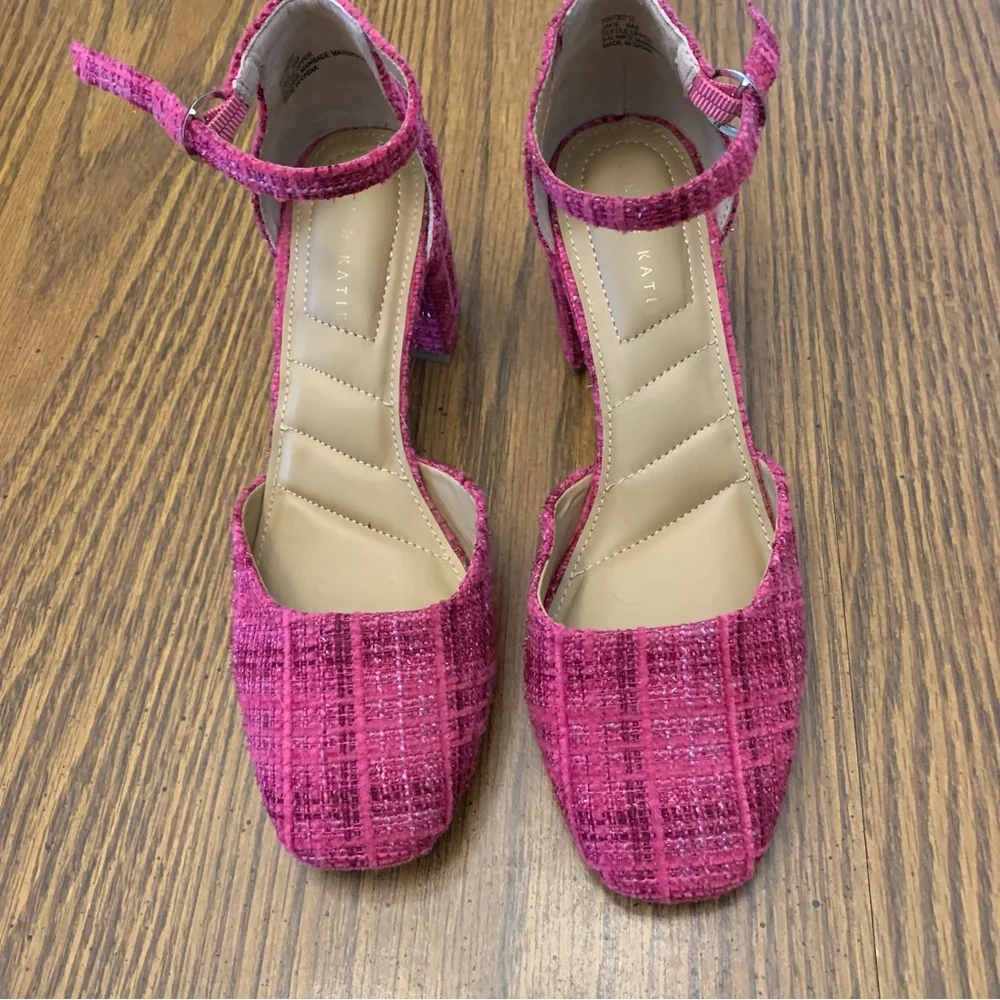 Kelly & Katie Jakie Fuchsia Tweed Ankle Strap Heels Size 6M - Picture 2 of 10